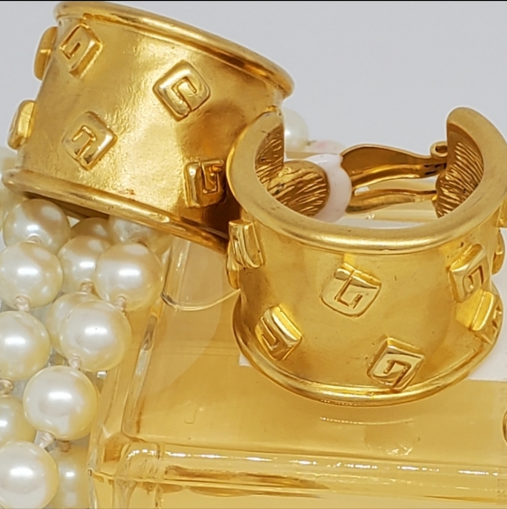 Vintage Givenchy Rare Chunky Large G Hoop Earrings